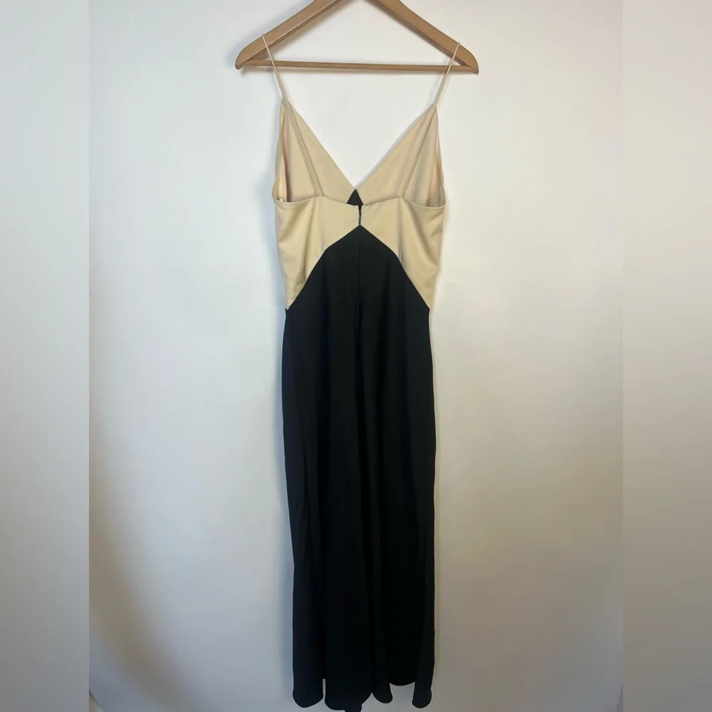 Mango Two-Tone Lingerie Maxi Dress Black Cream Colorblock NWT Size‎ M - Picture 10 of 13